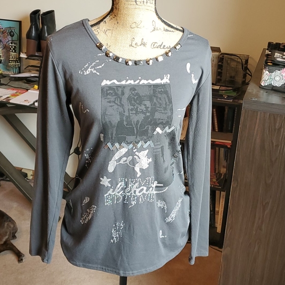 Amelia Austin size M/L gray glittery tunic - Picture 1 of 13